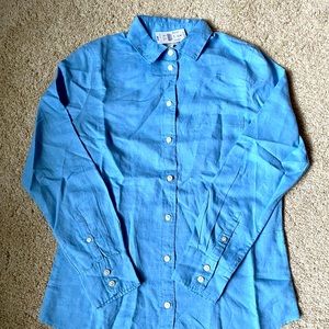 J Crew Blue Linen Cotten Button down Shirt